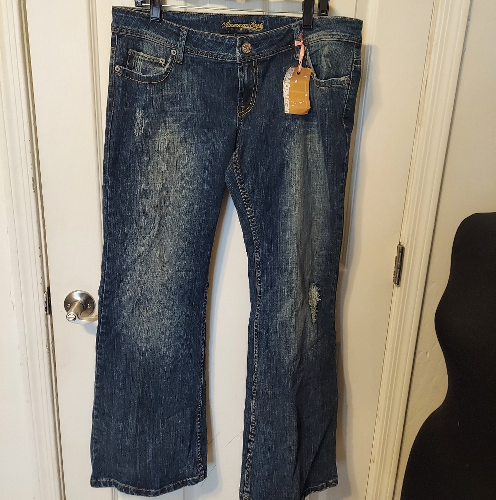 American Eagle Extreme  Low Rise Wide  Leg Jeans Sz14R